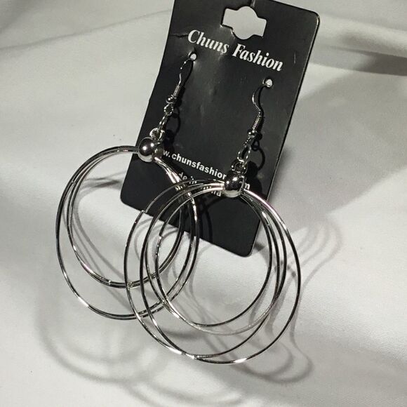 Multi-Circle Wire Dangle Earrings (UC3) - Picture 1 of 5